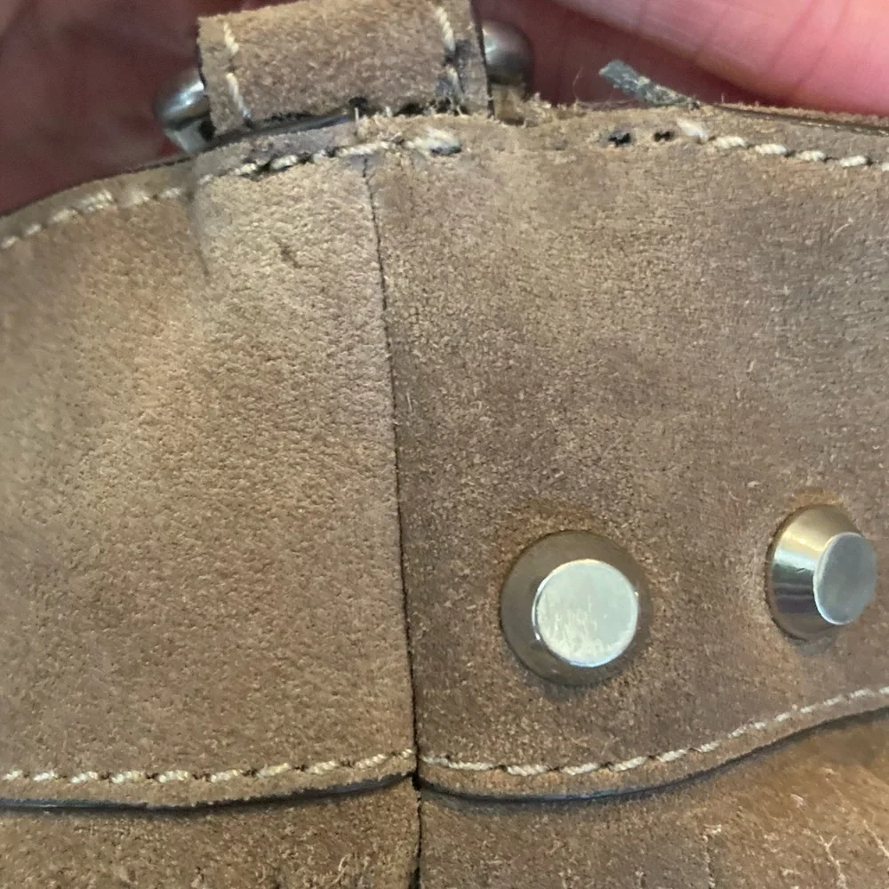 Michael Kors billy light brown suede fringed shoulder crossbody messenger bag